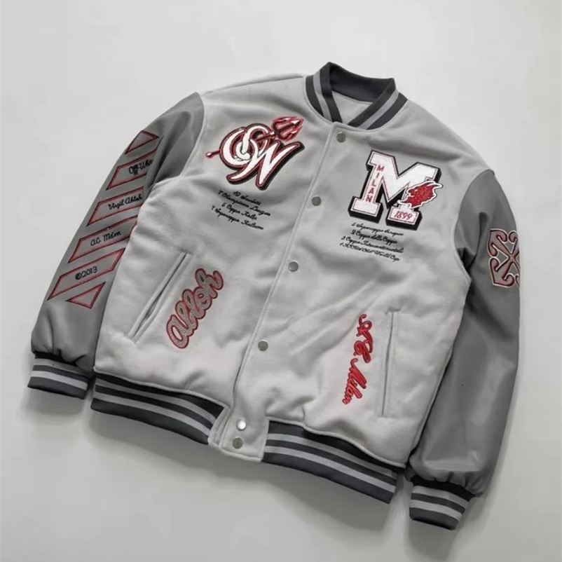 Streetwear American hip-hop alphabet embroidered leather jacket mens Y2K Harajuku Gothic racing baseball uniform clothing 240716