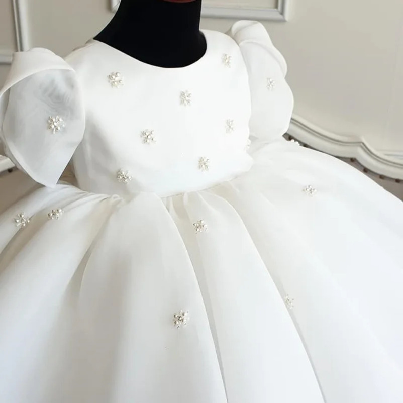 Eid Glitter Lush Girl Party Dresses Elegant Fluffy Girl Princess Dress Shiny Pearls ious Birthday Wedding Dress Girl 241219