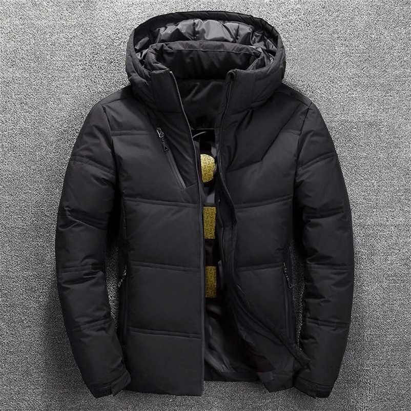 Winter Down Coat Men's Thick Warm White Duck Down Parkas Jacket Men Snow Parka Jacket Overcoat Windbreaker Hooded Warm Parkas 210927
