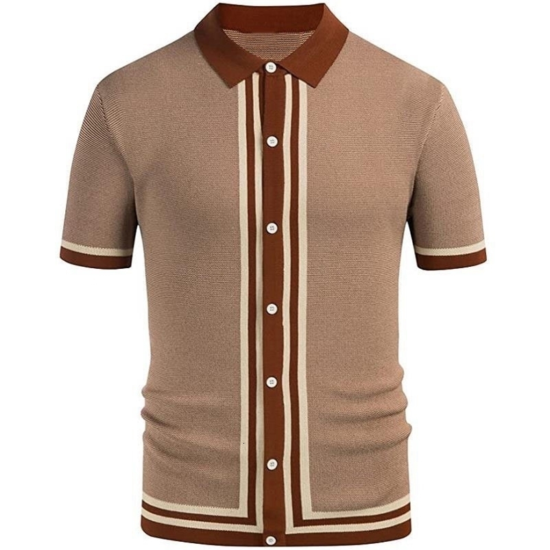 Men's Polos Spring Autumn Men Polo Shirt Short Sleeve Business Cardigan Shirt High Quality Men Polo Streetwear Casual Splicing Knitting 230421