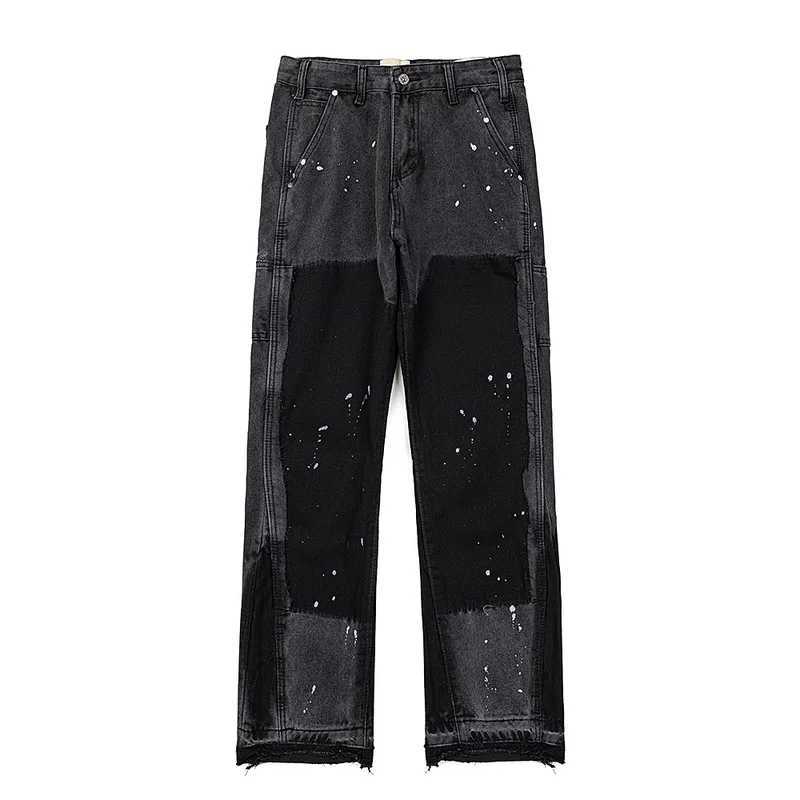 2025 GD Style Splashink La Flare Jeans Pants Hiphop Streetwear Men Vintage Y2K Denim Jeans Graffiti Trousers Denim Pants6 D250925