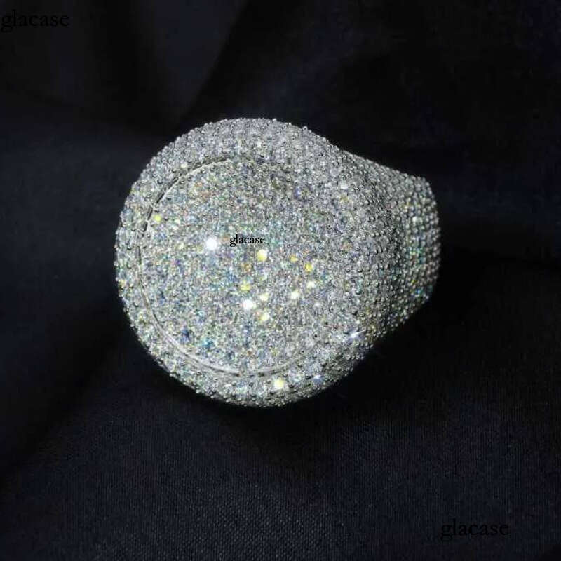 Fine jewelry iced out hip hop cuban gold plated sterling sier vvs moissanite dia ring for men