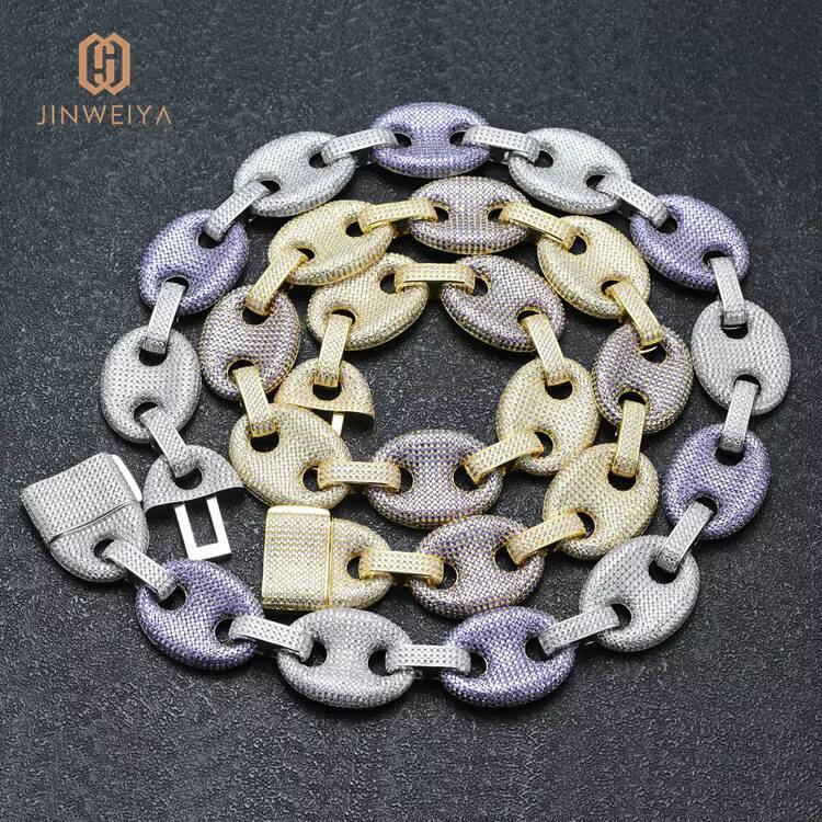 JWY 25mm Chunky Gold Plated Diamond Cuban Link Necklace Brass Jewelry with Moissanite for WomenMen for Parties and Gifts