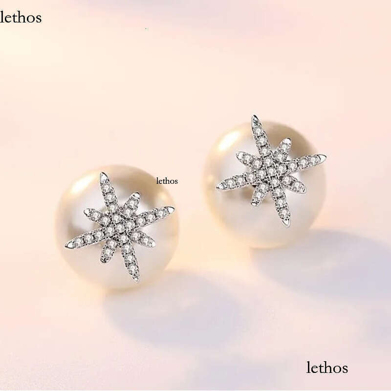 Star Crystal Designer Stud Earrings with Pearl Shining Bling CZ Zircon Dia Stone Elegant Earring Earings Ear Rings Jewelry for Women2024