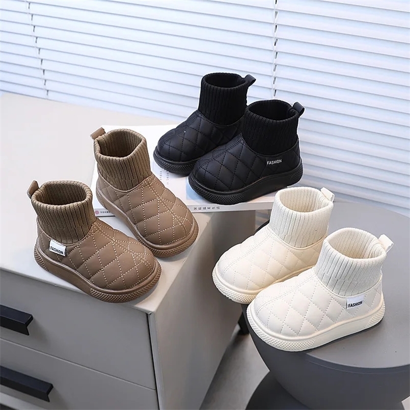 Winter Children Snow Boots for Boys Thick Sole Anti Slip Kids Casual Shoes Thicken Plush Warm Girls Boots Baby Cotton Shoes 241106