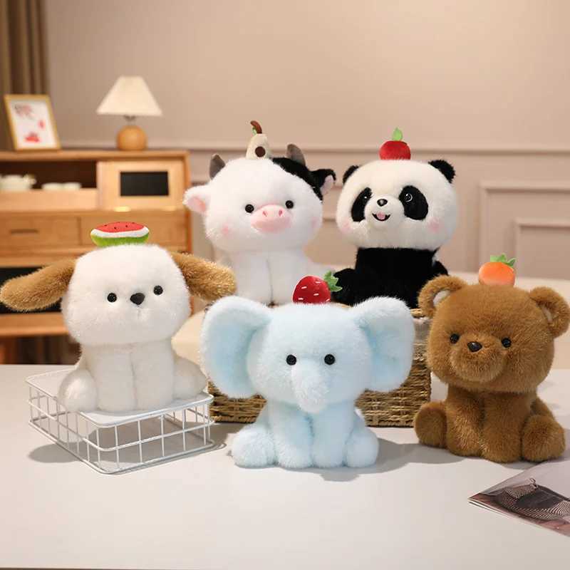 20cm Kawaii Fruits on the top of the head Plush Toys Dog Bear Teddy Bear Elephant Stuffed Animal Room Decor Kid Birthday Gift C250925