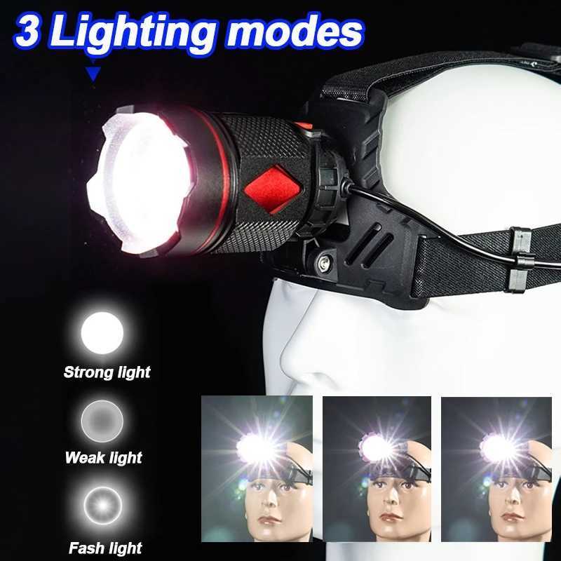 Most Powerful LED Headlamp Long Shot 4000 Meter Rechargeable Headlight 800W High Power Head Flashlight Fishing Head Lamp Lantern J250925