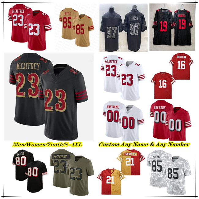 American Football Jersey Brock Purdy Christian McCaffrey Brandon Aiyuk George Kittle Nick Bosa Fred Warner Mykel Williams Mac Jones Isaac Guerendo Jauan Jennings