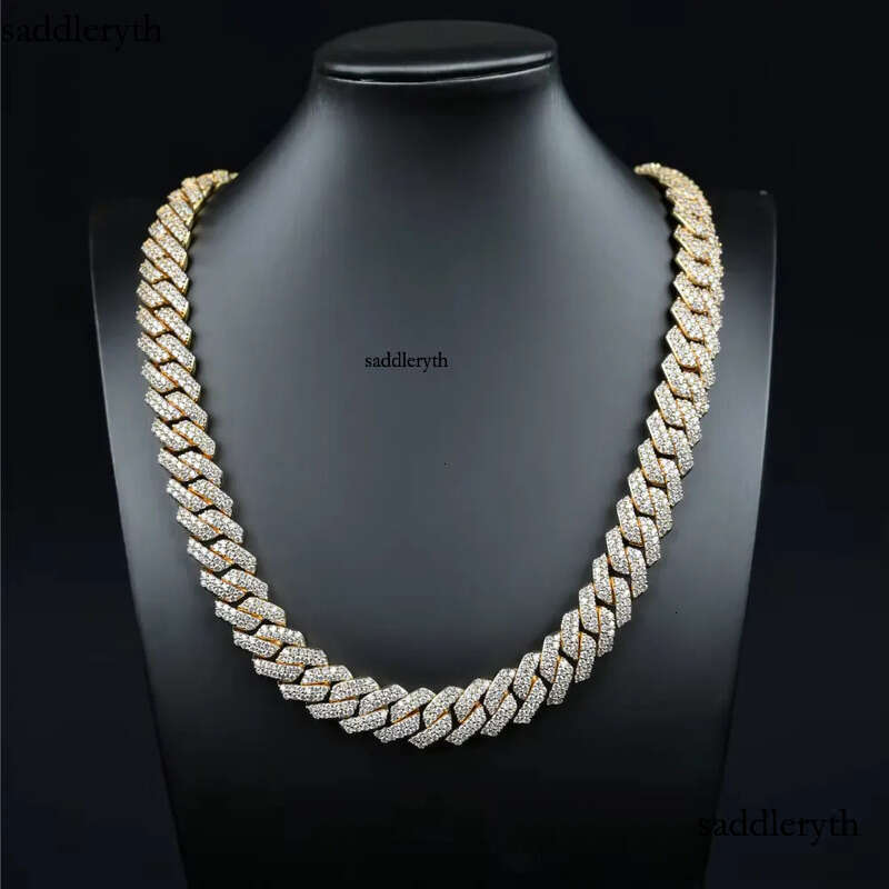 Factory wholesale new arrivals 18mm VVS Necklace Hot Sale Bling Moissanite Sterling Sier Cuban Link Chain Hip Hop Jewelry
