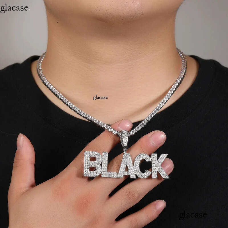 Hip Hop Custom A-Z Letters 0-9 Numbers Pendant Necklace 3 Rows 5A Zircons Men Women Jewelry Gift