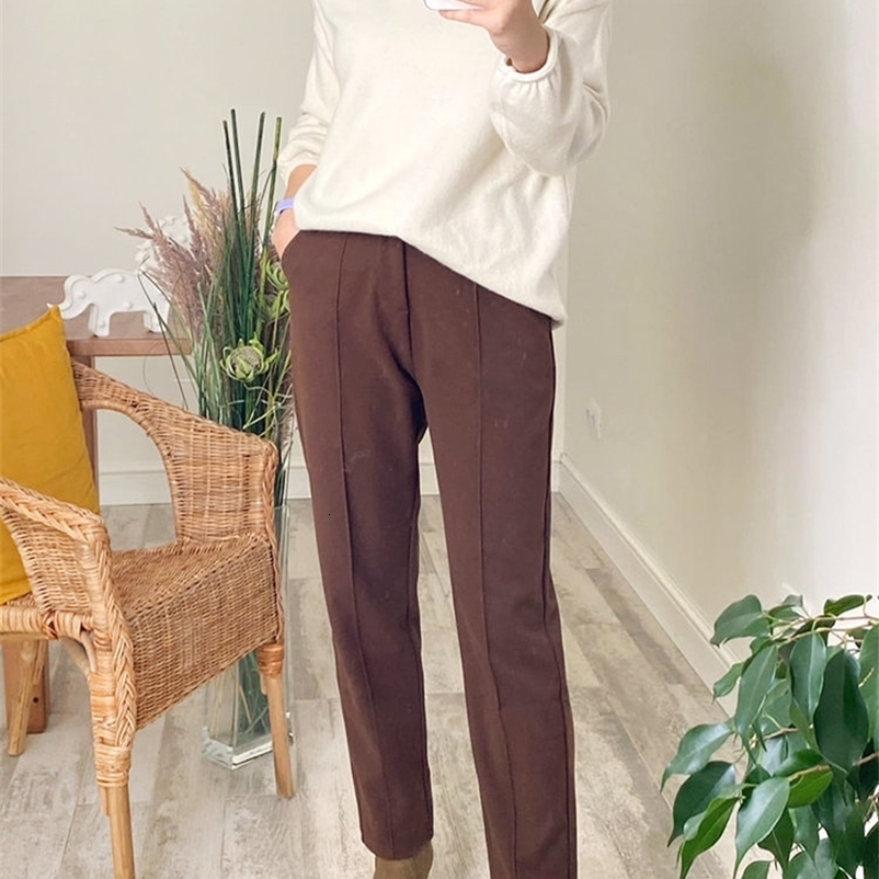 Women's Pants Capris Women's Winter Pants Thick Warm Loose Harem Suit Thermal Brown Beige Wool Long Pants for Women High Waisted Trousers Ca