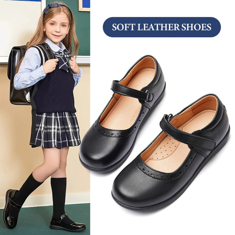 Flat School Shoes Due to Childhood Comfortable Princess Shoes for Girls Black Soft Bottom Female Child Shoe Mary Jane Kids Girl 250528