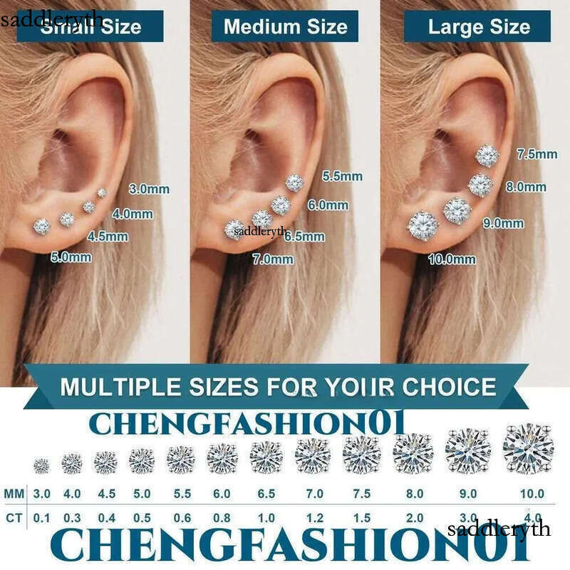 3mm-10mm classic mossanite screw back jewelry sterg sier vvs moissanite designer for women ear stud earrings mens earring gift