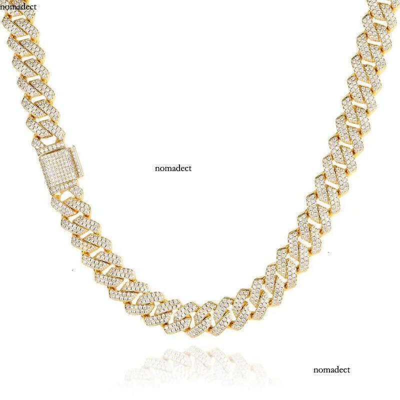 2023 Hot Selling Competitive Price Moissanite Real Miami Cuban Link Prong Chain Iced Hi 72
