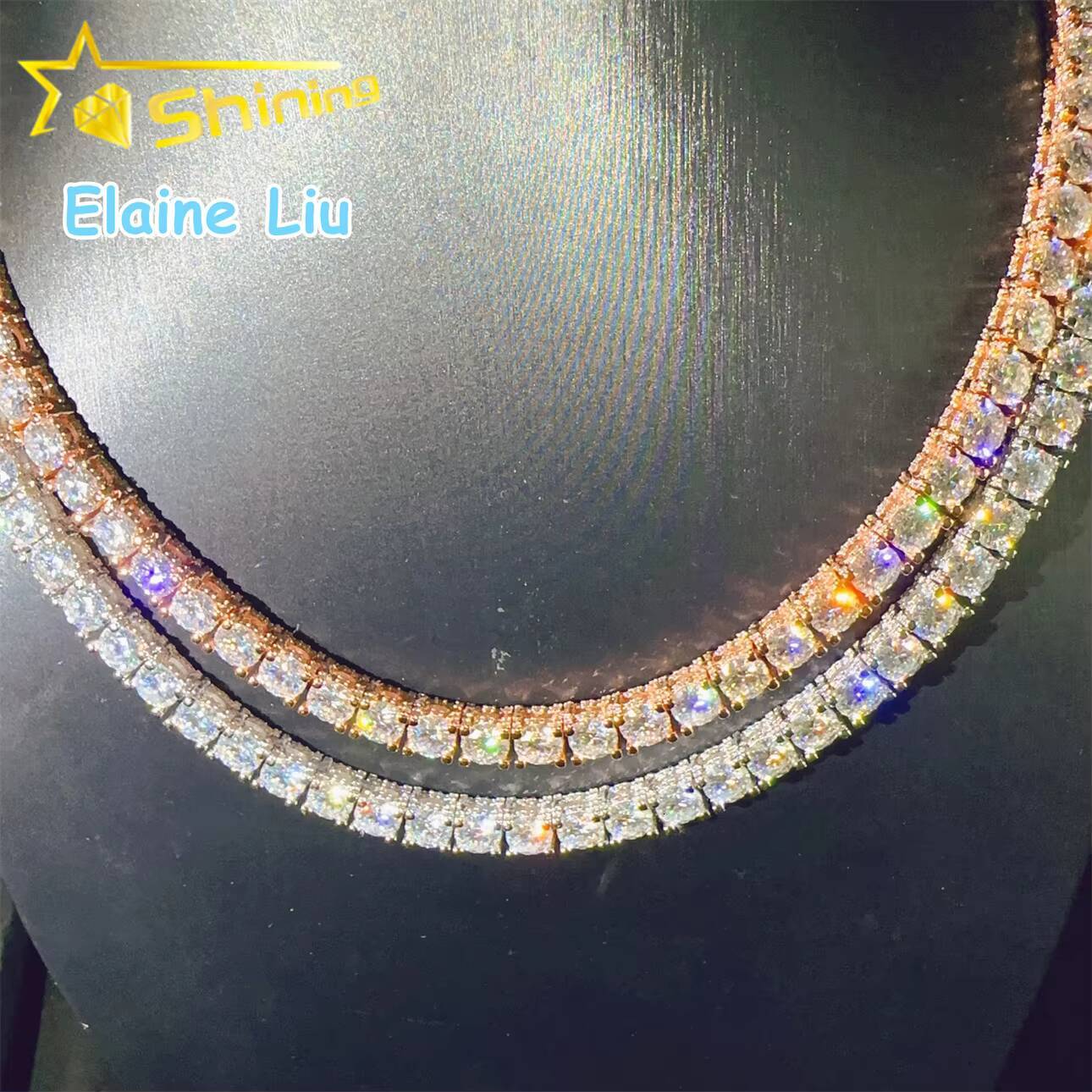 Hip Hop Jewelry Customized Trend Vvs Diamond Tennis Bracelet Silver 925 Vvs Moissanite Iced Out Moissanite Diamond Tennis Chain Necklace