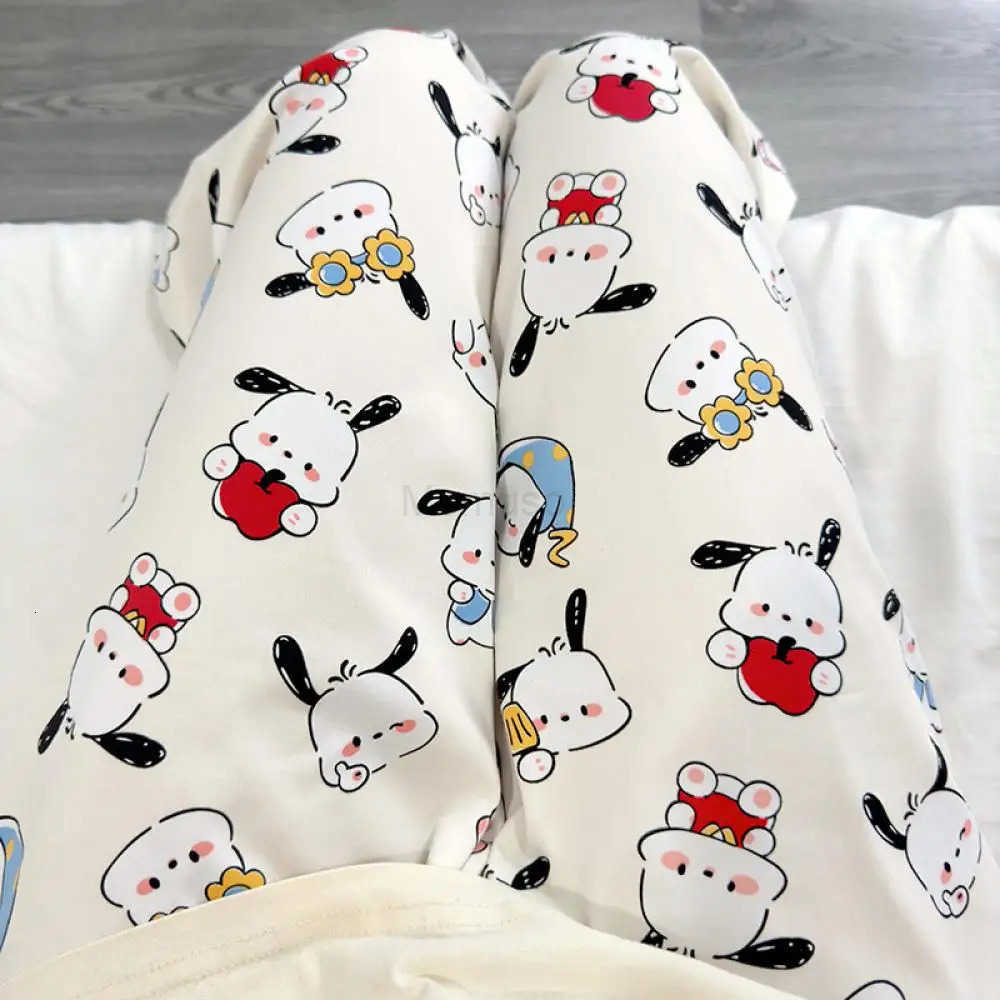 Sanrio Anime Women Casual Pants Hello Kitty Kawaii Pajama Pants Home Cotton Loose Girls Student Can Be Worn Outside Trousers L250925