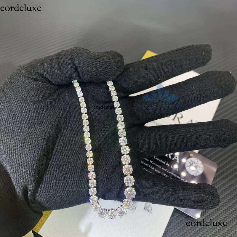 Wholesale White Gold Women 6.5mm Brilliant Moissanite Dia Graduated Chain Fine Jewelry Tennis Necklace fa