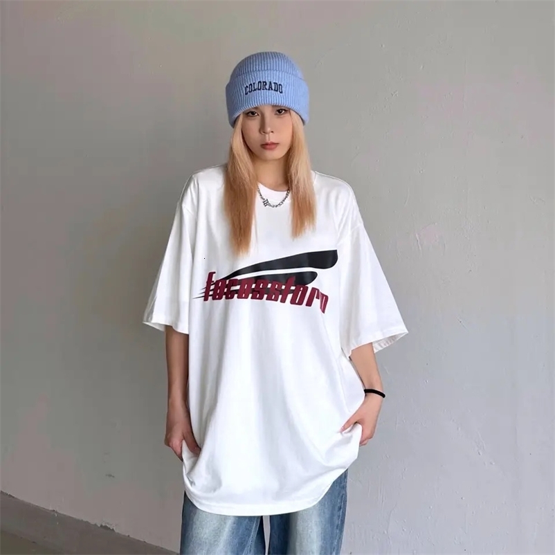 Fashionable American Casual Letter Printed Short-sleeved T-shirt Xia Xin Y2K Niche Retro Ins Versatile Half-sleeved Top 240530