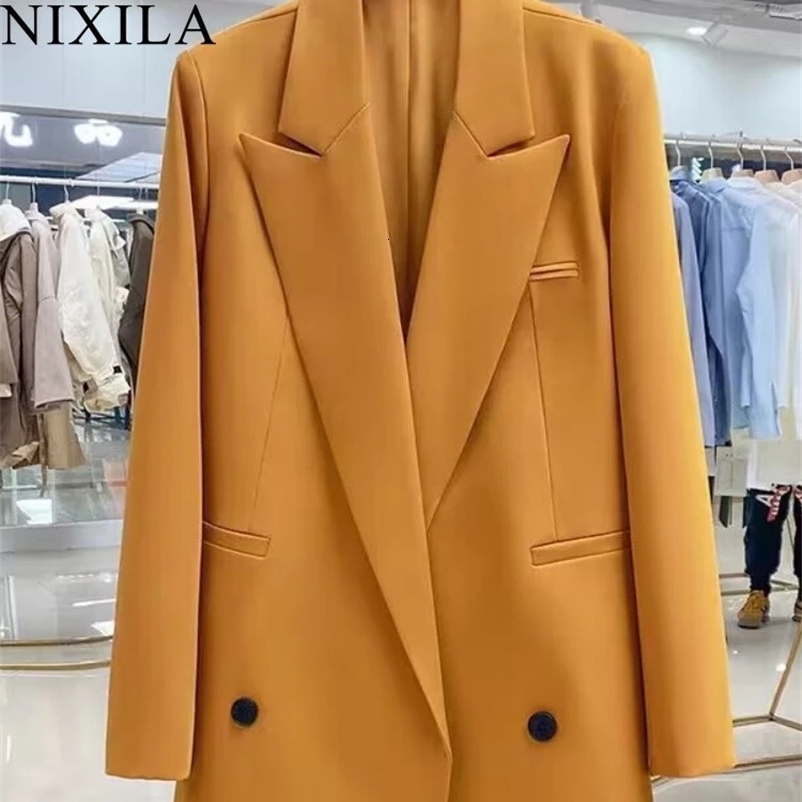 Spring Autumn Blazer Woman Outerwears Jacket Women Chic Elegant Woman Coats Office Lady Loose Fit Youthful Woman Clothes 240229