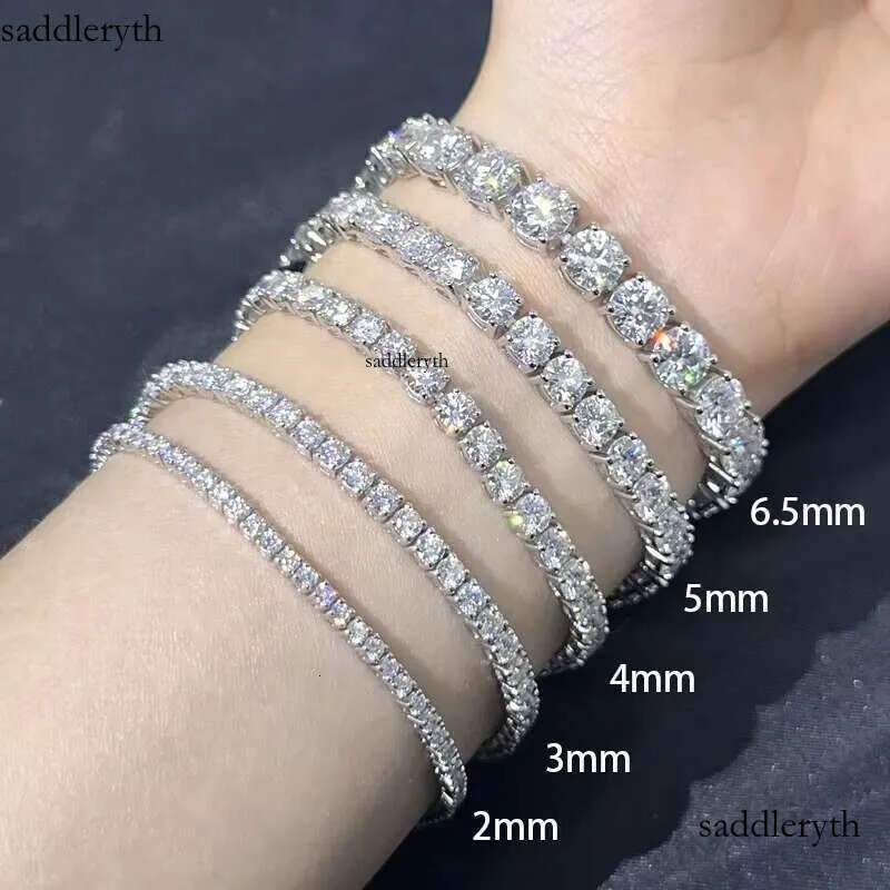 Trendy Bracelets Pass Tester Sier 3mm 4mm Moissanite Chain Hip Hop Dia Tennis Bracelet Men and Women