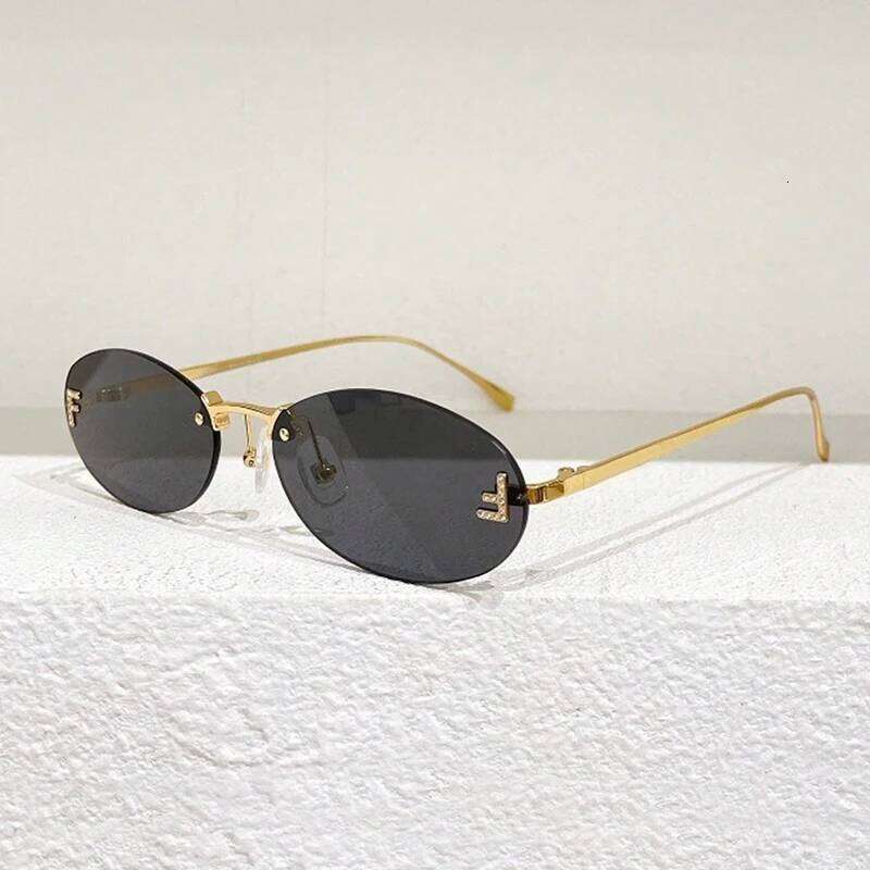 Sunglasses Designer Luxury sun glasses for women Oval Male Letter "F" Rimless eyeglasses Exquisite Elegant Vacation Driving Goggles Unisex