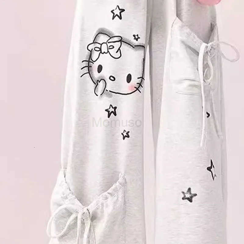 Sanrio Hello Kittys Graffiti Wide Leg Pants Kawaii Sanrios Oversize Sports Streetwear Sweatpants for Women Autumn Casual Trousers Gift L250925