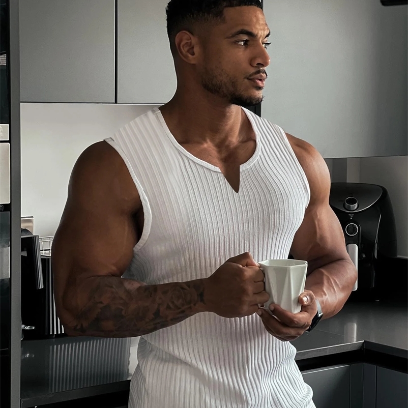 Summer mens V-neck vest fitness vest mens fitness no sleep shirt sportswear underwear gym training vest 250225