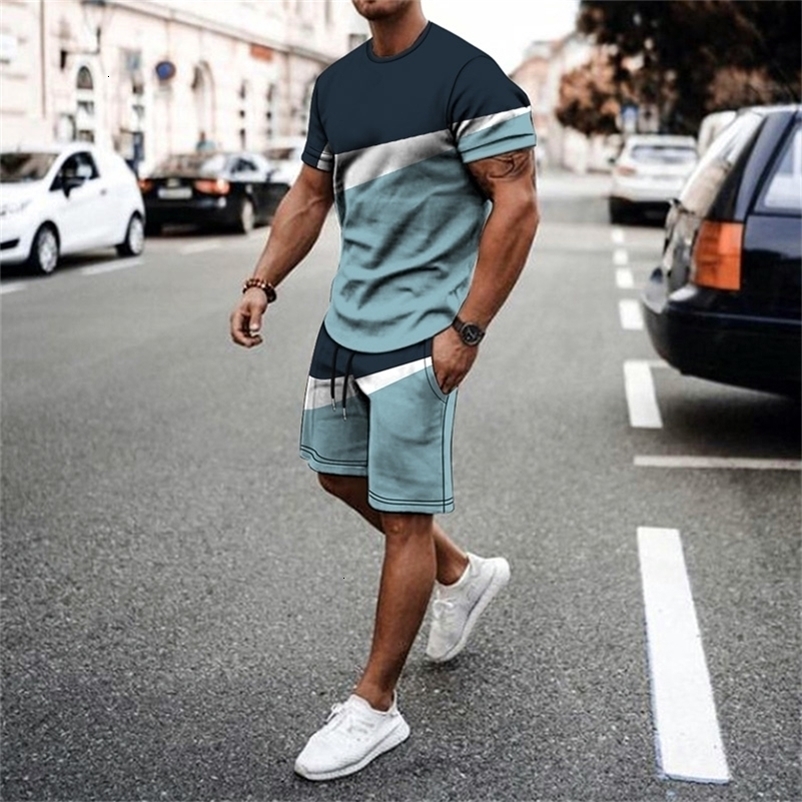 Men's Tracksuits Men Sets Summer Tracksuit Fashion Clothing For Man Casual Short Sleeves Print T-ShirtShorts Suits Streetwear Oversized Clothes 2