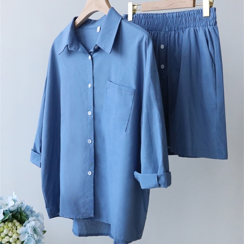 Women's Two Piece Pants Summer Casual Cotton Linen Suits with Shorts for Women Shirt and Shorts Set Outfit Long Sleeve Ankle-Length Pants Tracksu