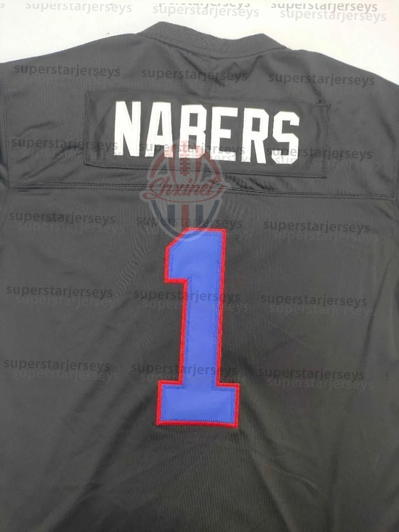 In Stock Custom Blue/White/Red Football Jerseys 6 Jaxson Dart 1 Malik Nabers 51 Abdul Carter 3 Russell Wilson Skattebo Nom and Num Embroidered Letter Design