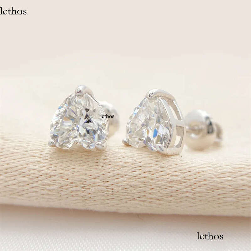 heart shaped cutting moissanite for women solid sterling sier stud earrings gold plated mens earring designer jewelry valentines day gift 2c