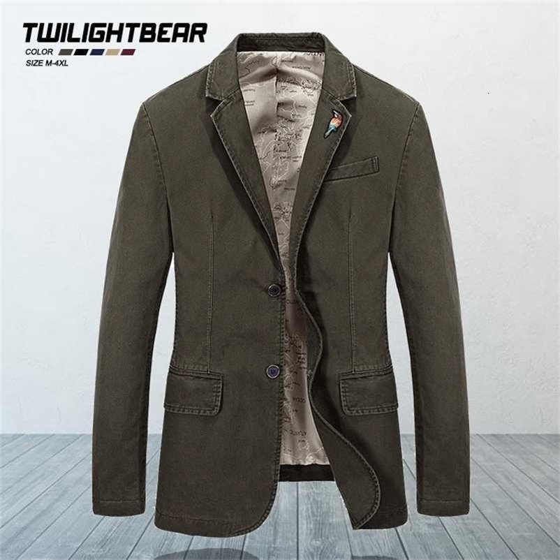 Men's Blazer Oversized Solid Male Suit Jacket Coat Men Clothing Pure Cotton Blazers Casual Outwear 4XL BF66001 211120