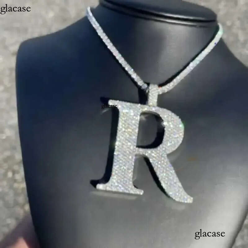 Custom Iced Out Dia Sier Vvs Moissanite Letter Necklace Pendant Hip Hop Jewelry
