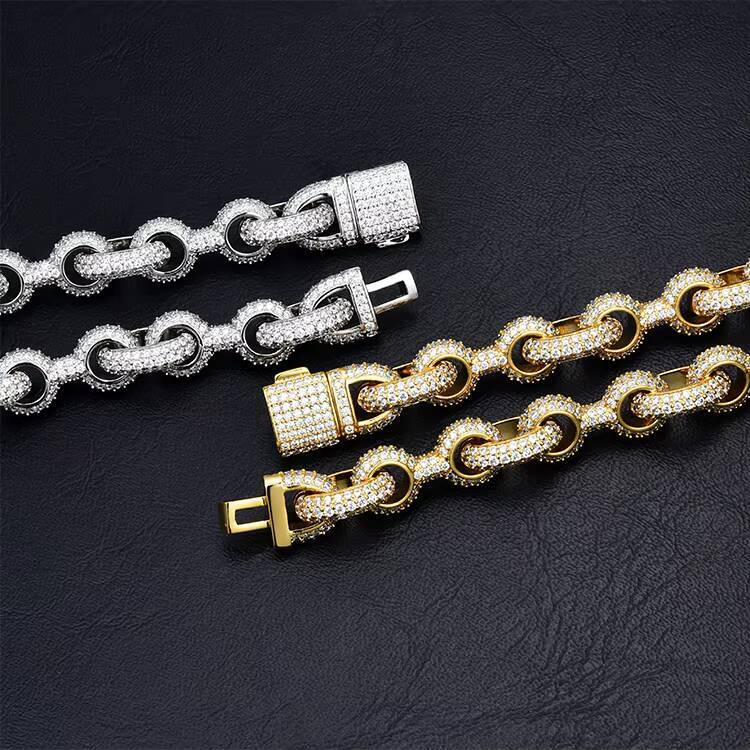 JWY Customized Trend Brass Cross Buckle Iced Out Moissanite Diamond Hip Hop Jewelry Mens Cuban Link Chain Necklace Fashion Accessory