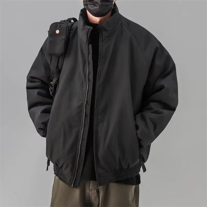 Spring Outfit Japanese Retro Unisex Loose Stand Up Collar Jacket Mens Autumn Trendy Coffee Baseball Jacket Mens Bomber Jackets 240911
