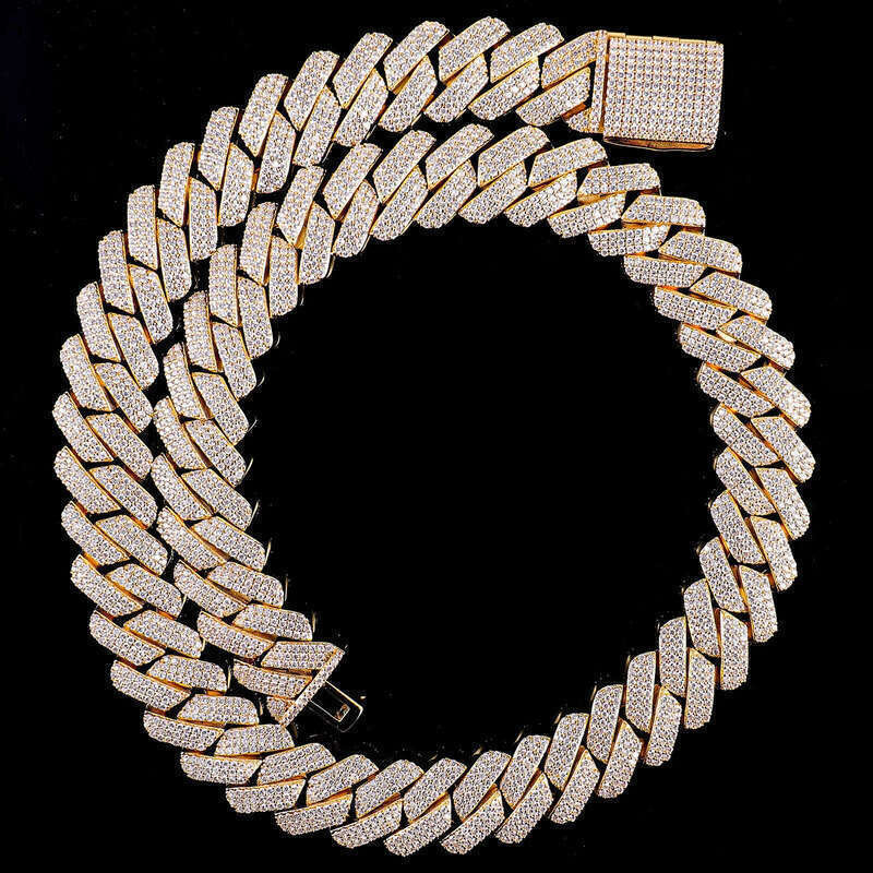designer necklace cuban necklaces pass dia test 8-14mm wide gra moissanite gold sterg sier k chain for men hip hop chains 81