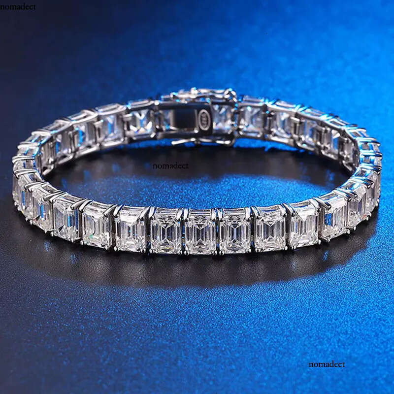 Custom Emerald Cut Moissanite Jewelry Sterling Sier Tennis Bracelets With Rectangle Full Dia Zirconia Women Jewellery 37