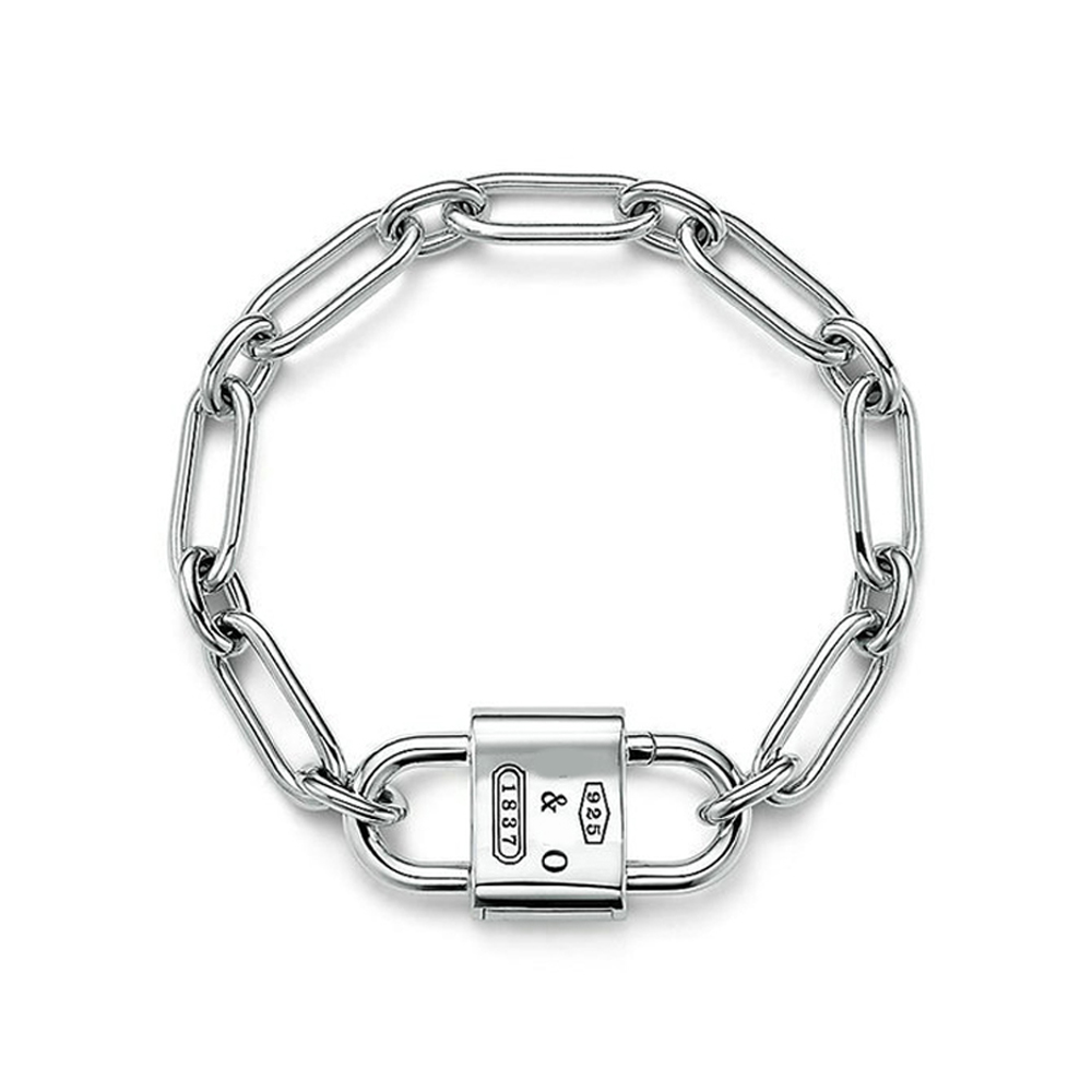 1837 Large Double Lock Bracelet Silver Heart Tag Charm designer jewelry accessories classic womens Chain fashion versatile perfect for gift giving quality GJ6691