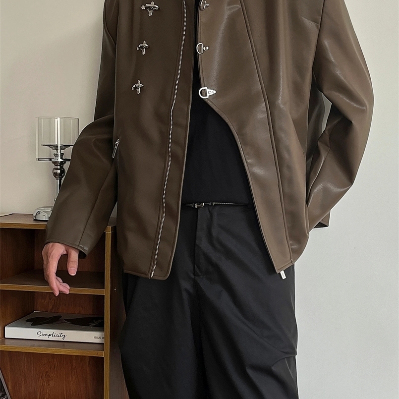 Highend trend mens Personality leather Cotton liner Mens Trendy Korean Blazer Original Stylish High Quality jacket 250109