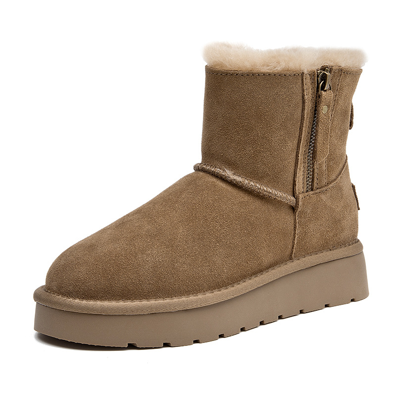 CE designer shoes Free shipping oxhide affordable luxury Winter anti slip snow boots with thick plush cotton shoes Delicate yellow plain