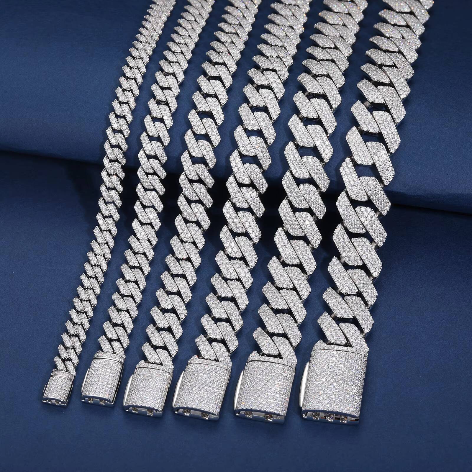 Bling Moissanite Cuban Link Chain High Quality 925 Sterling Silver Diamond Man Jewelry Iced Out Hip Hop Necklace for Men