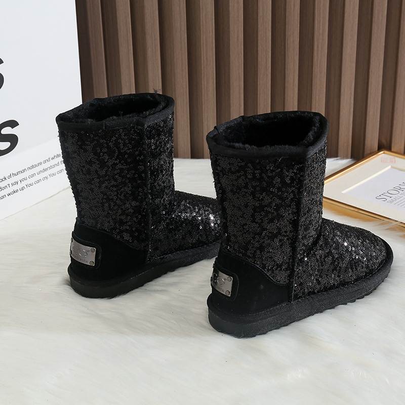 CE designer shoes Free shipping oxhide affordable luxury Winter anti slip snow boots with thick plush cotton shoes Natural white