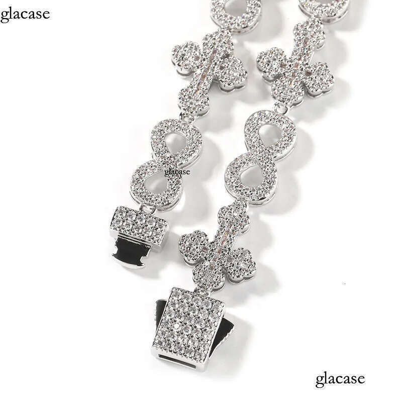 High Quality Hip Hop Cross 8 Infinite Cuban Chain Necklace Bracelet 5A Zircon 10mm Rap Jewelry