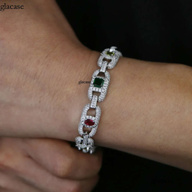 High Quality Colorful Zircon Pig Nose Cuban Necklace Bracelet Coffee Bean Chain Jewelry