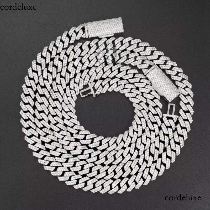 PROMOTION Fine 10mm Chain Bust Down Cuban Link VVS Moissanite Hip Hop Iced Out Gold Plated Necklace 8b