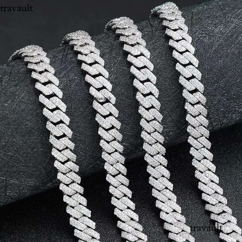 2025 New Arrival Hiphop Jewelry Micro Pave Sterling Sier VVS Moissanite 8MM Cuban Link Chains