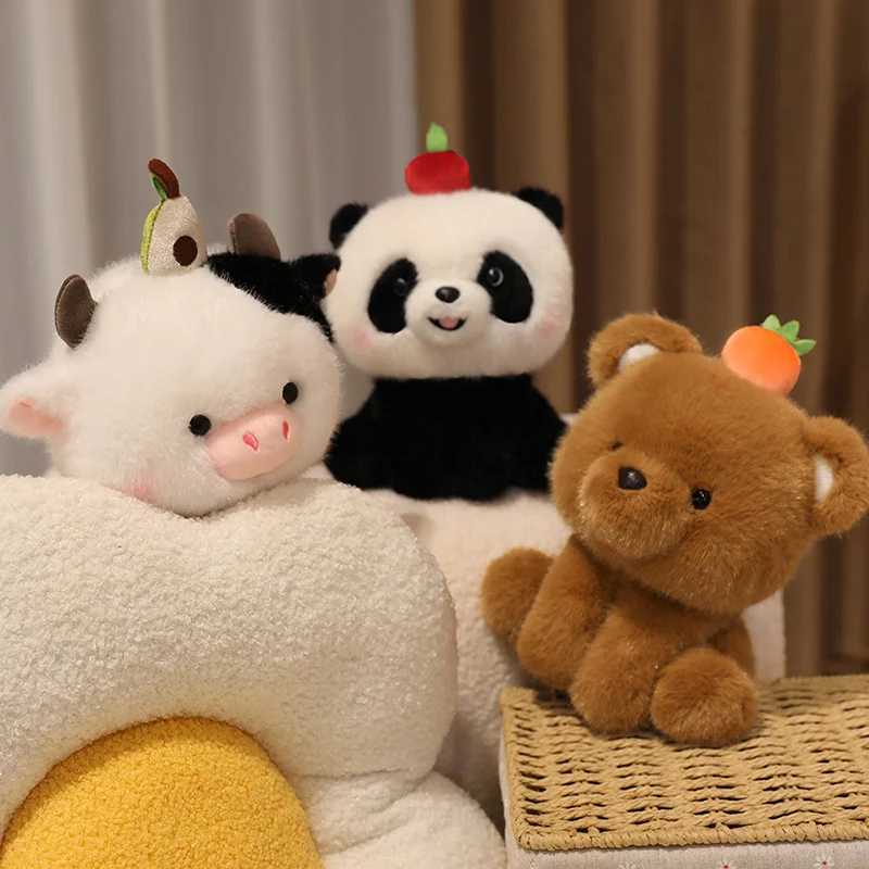 20cm Kawaii Fruits on the top of the head Plush Toys Dog Bear Teddy Bear Elephant Stuffed Animal Room Decor Kid Birthday Gift C250925