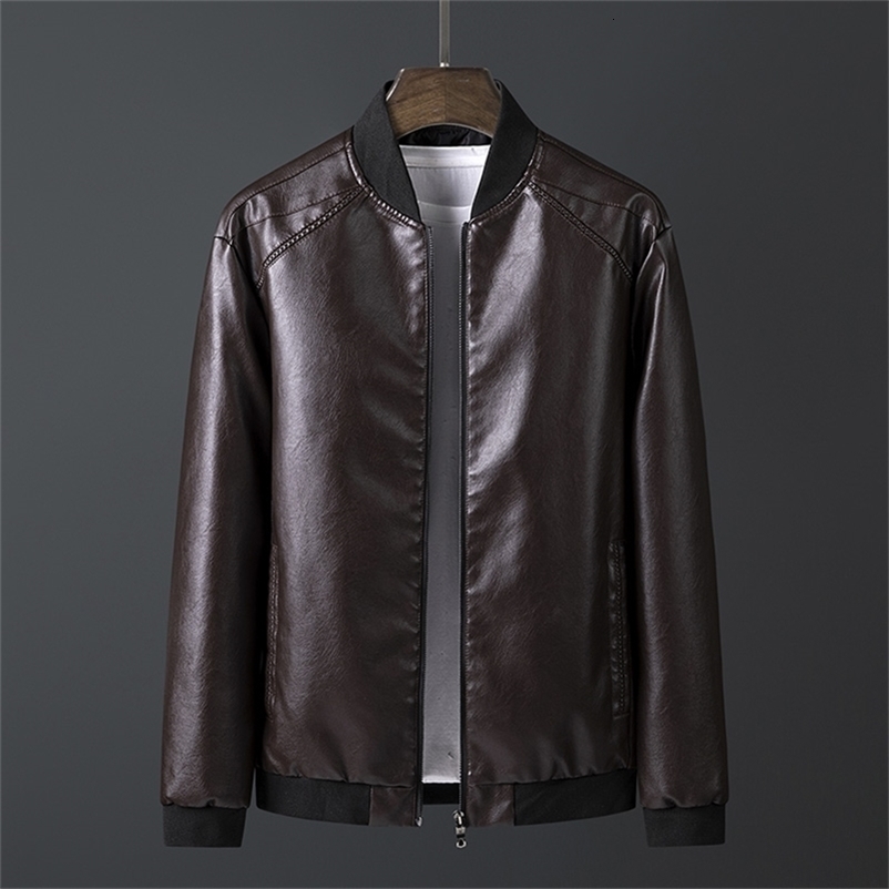 Men's Leather Faux Autumn and Winter Jacket Wild Youth Blazer PU Korean Slim Zipper Streetwear 8XL 220913