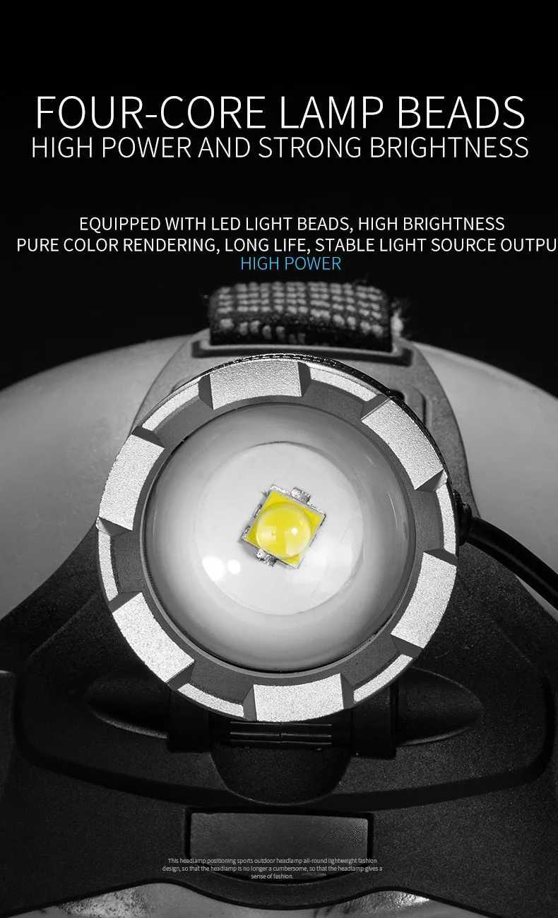 Rechargeable XHP50 LED Headlamp Waterproof Head Light Fishing Searching Camping Head Flashlight Zoom Lantern J250925