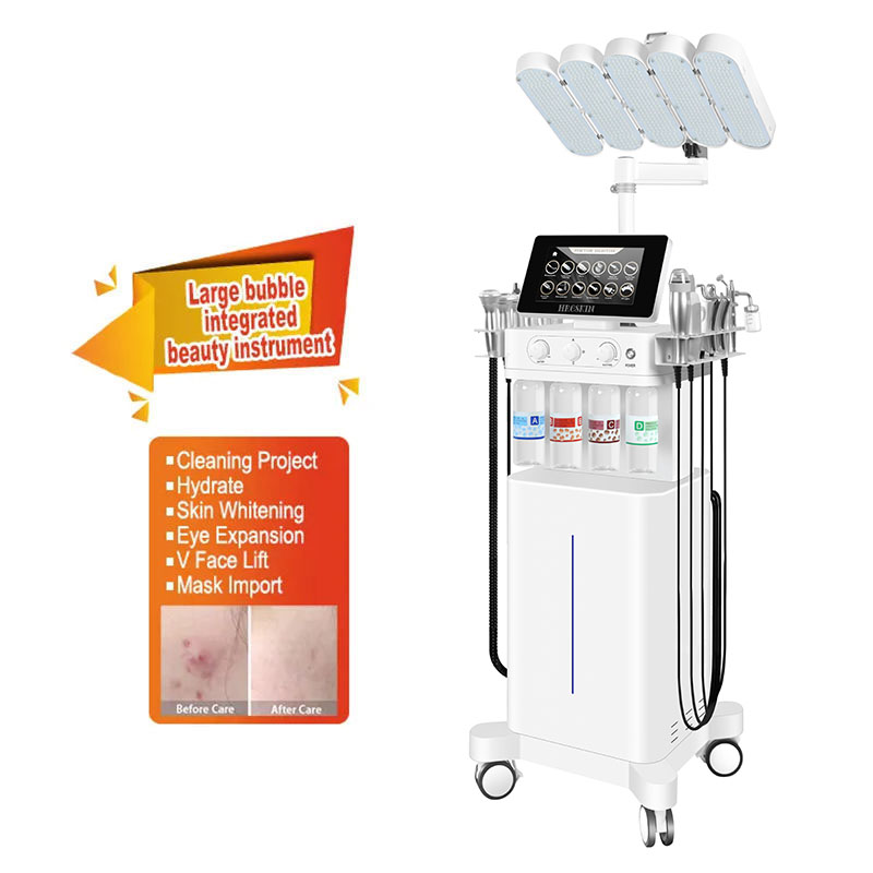 Salon Use New Model 12 In 1 Hydro Dermabrasion Diamond Facial Skin Care Machine Wrinkle Removal Machine LED Light Therapy Facial Mask Face Massage Mac